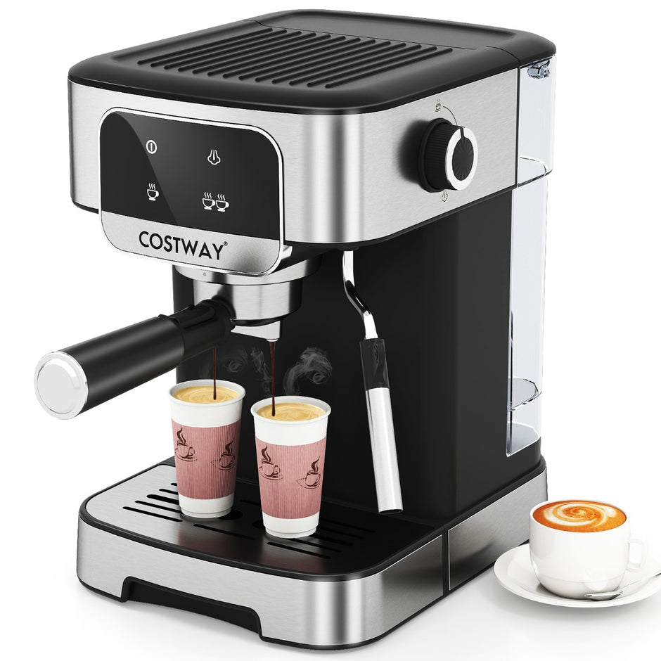 Espressomaskin – Bar W Espressokokare med Ånga Mjölkskummare Avtagbar Vatten Tank – 20 1200 18 L – Svart
