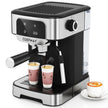 Espressomaskin – Bar W Espressokokare med Ånga Mjölkskummare Avtagbar Vatten Tank – 20 1200 18 L – Svart