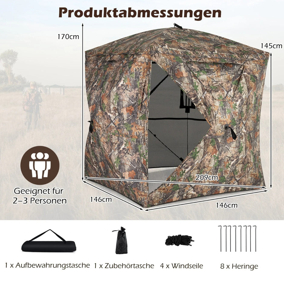 270° – transparent kamouflagetält Pop up jaktält i robust Oxford för personer Bärbart Kamouflagemönster – 2-3 – Kamouflage