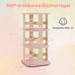 Barnbokhylla – 360° roterbar vånings leksakshylla med fack – 3 12 48 x 48 x 95,5 cm – Rosa