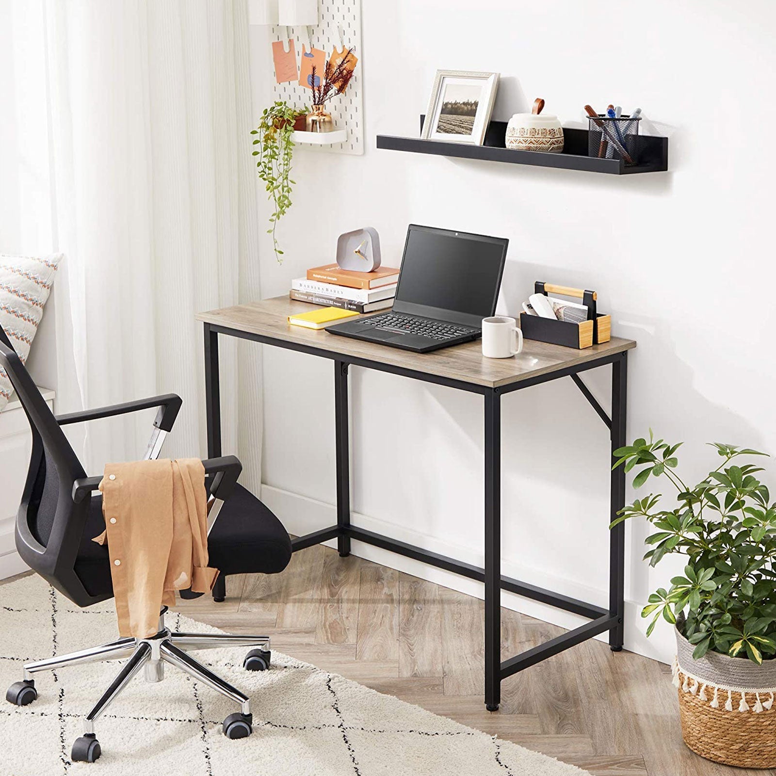Smalt skrivbord – Industriell stil – Grå/svart