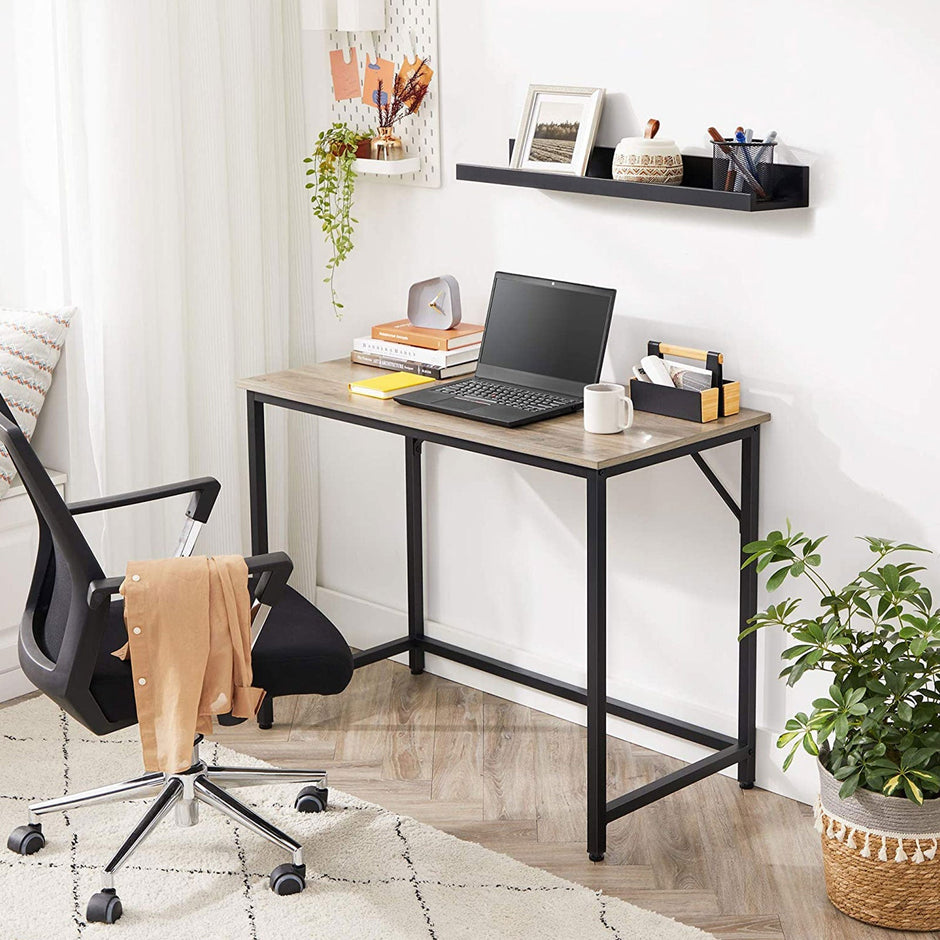 Smalt skrivbord – Industriell stil – Grå/svart