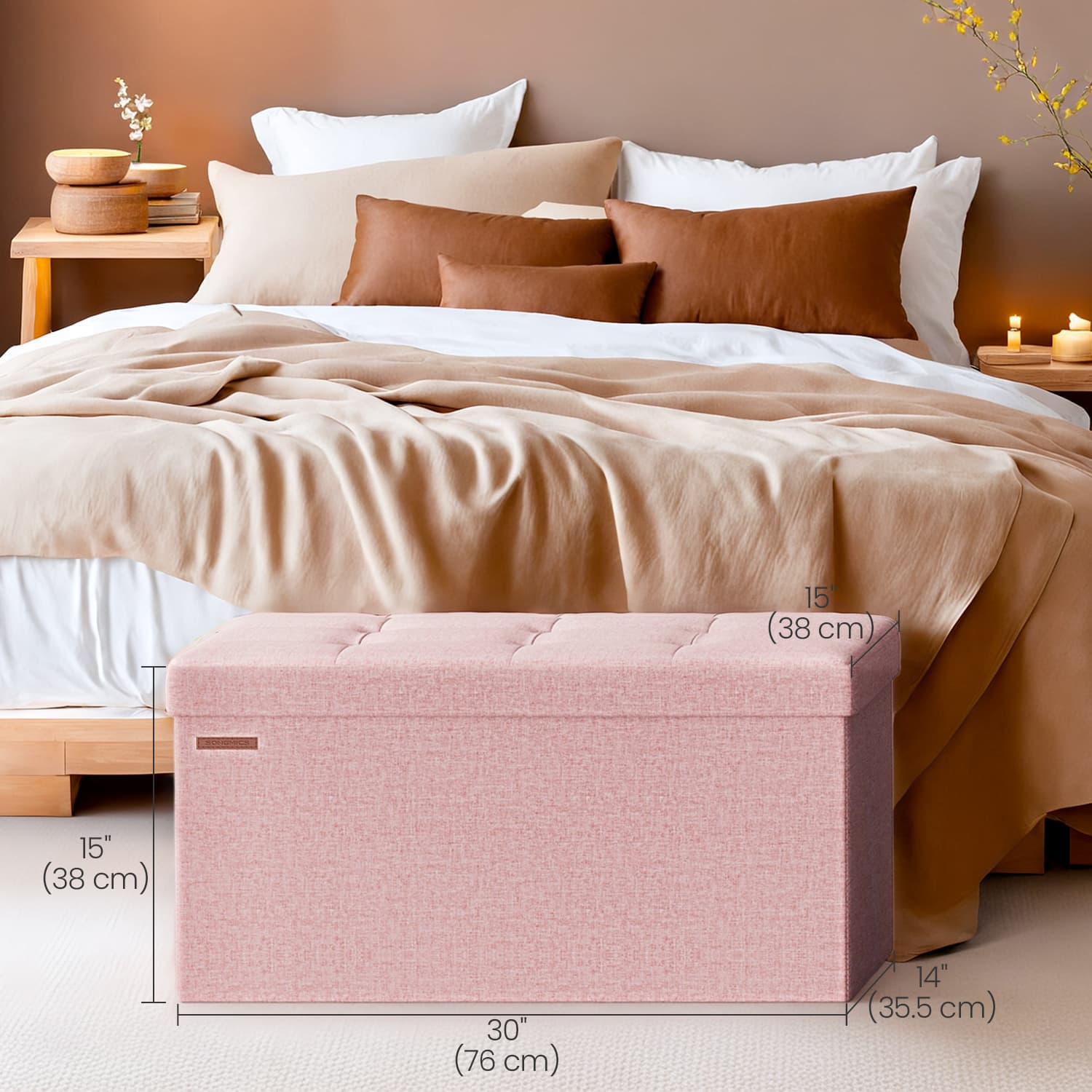 Soffa med förvaringsutrymme - 38 x 76 x 38 cm - säteslåda - bäddsoffa