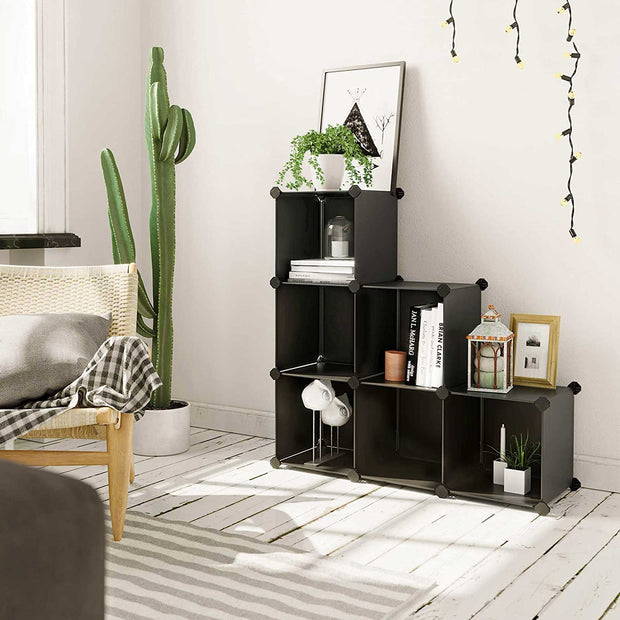 Förvaringsställ – 6 fack – plast – halvtransparent vit