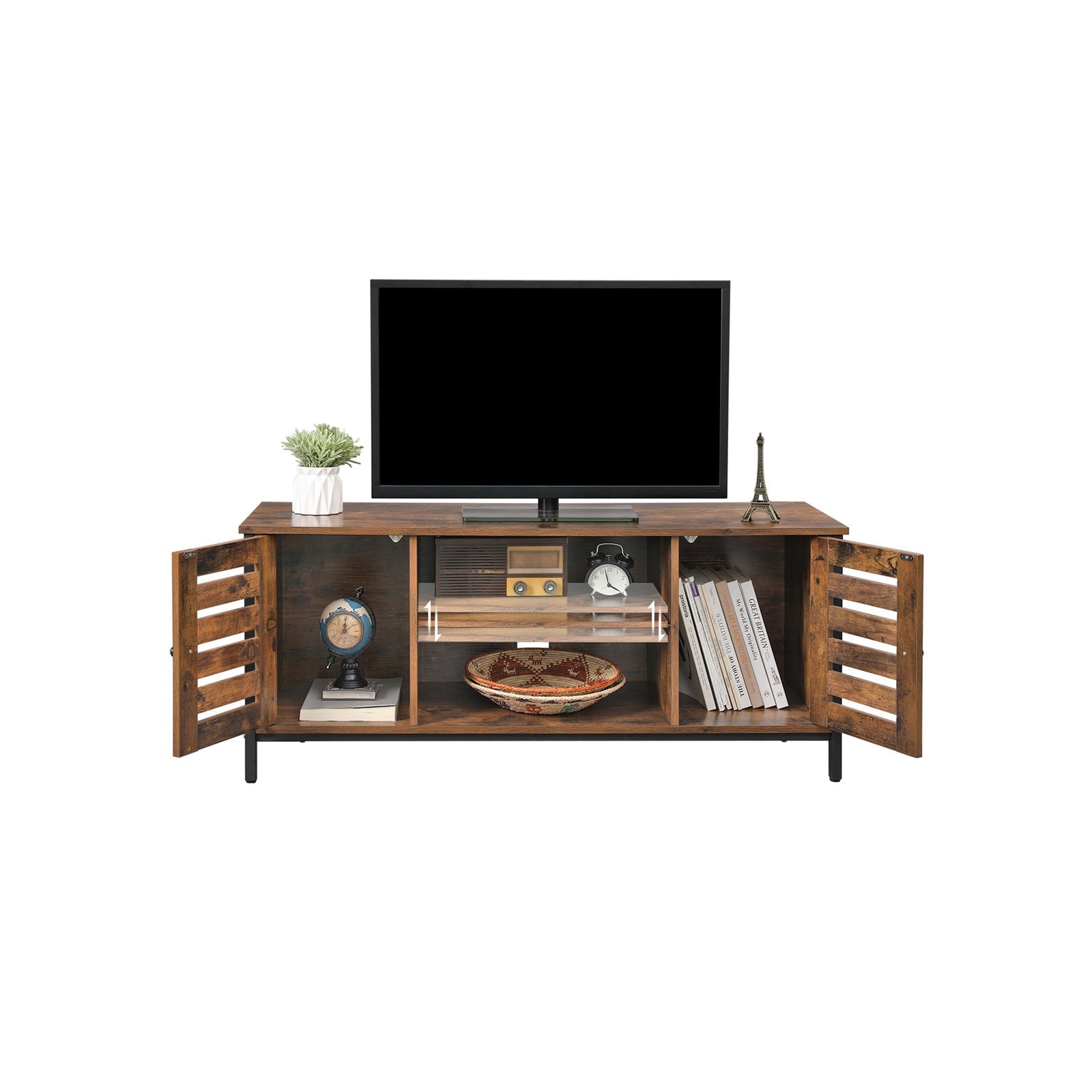 TV-skåp – Justerbara hyllor – Vintage brun-svart