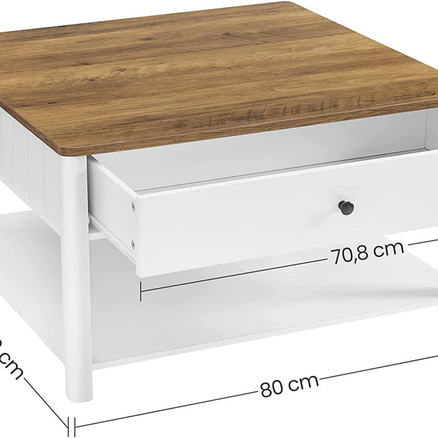 Soffbord – Med 2 stora lådor – Valnötsbrun och vit