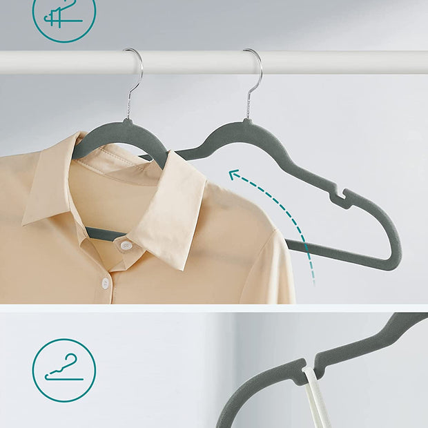 Klädhängare – Halkfri och vridbar – Set om 30 – Grå