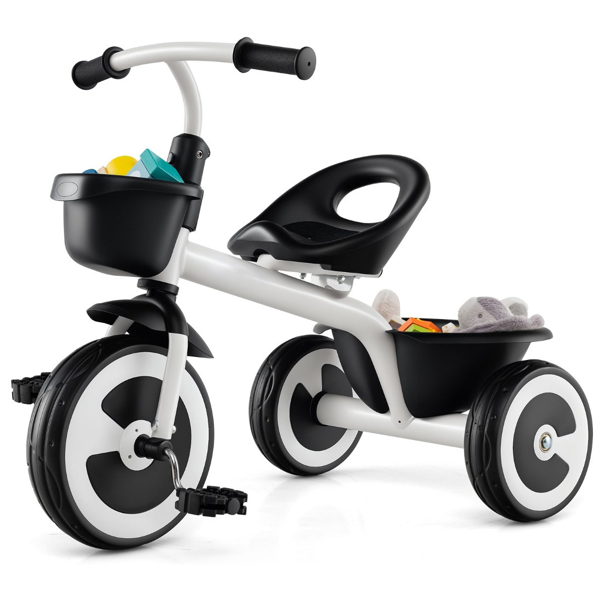 Löparcykel – barn löparcyklar med justerbart säte och korgar fram bak – 2 – Vit