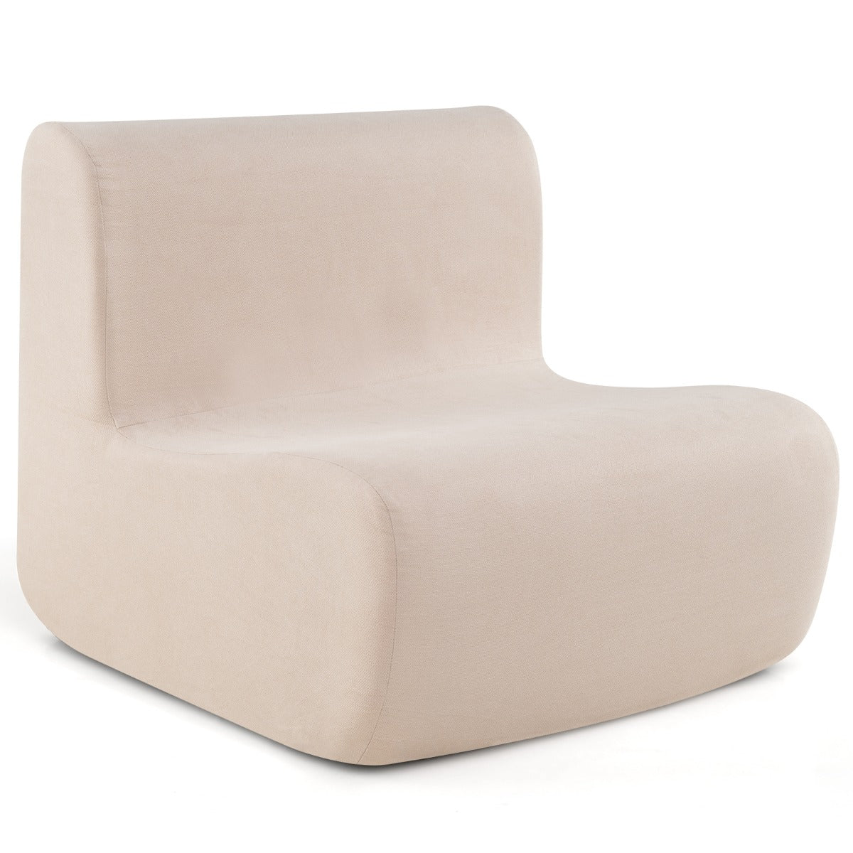 Golvfåtölj – med Ryggstöd och Mjuk Sammet Ergonomisk Golvstol – Beige
