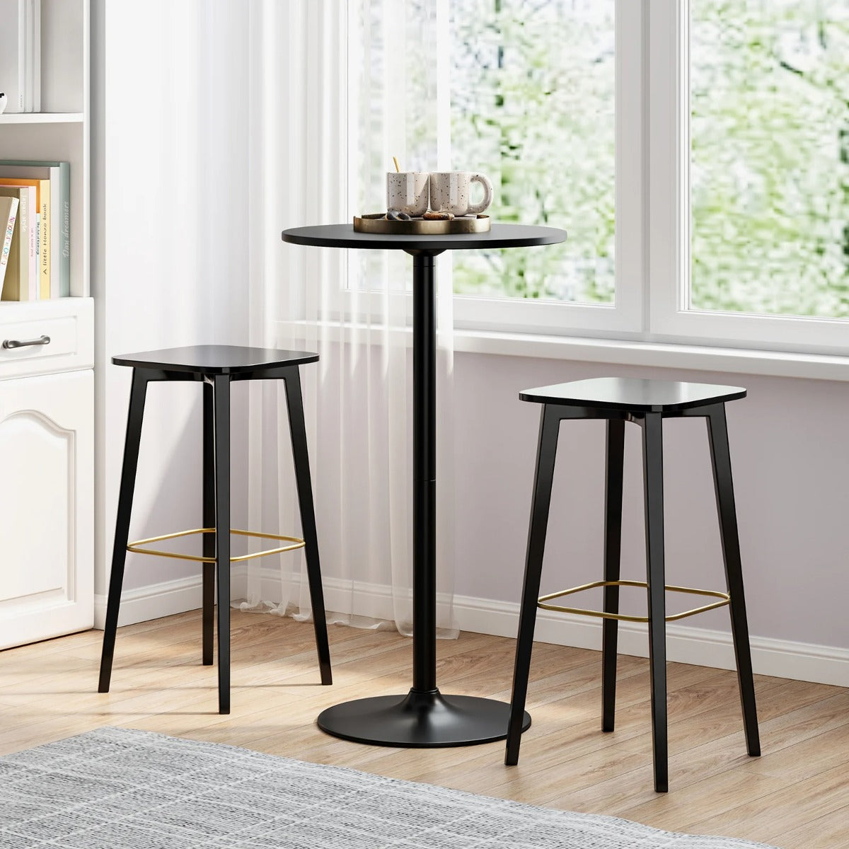 pack – ståbord i barbord och matbord Höj sänkbart bistrobord – 2 Ø 60 cm 2 1 – Svart
