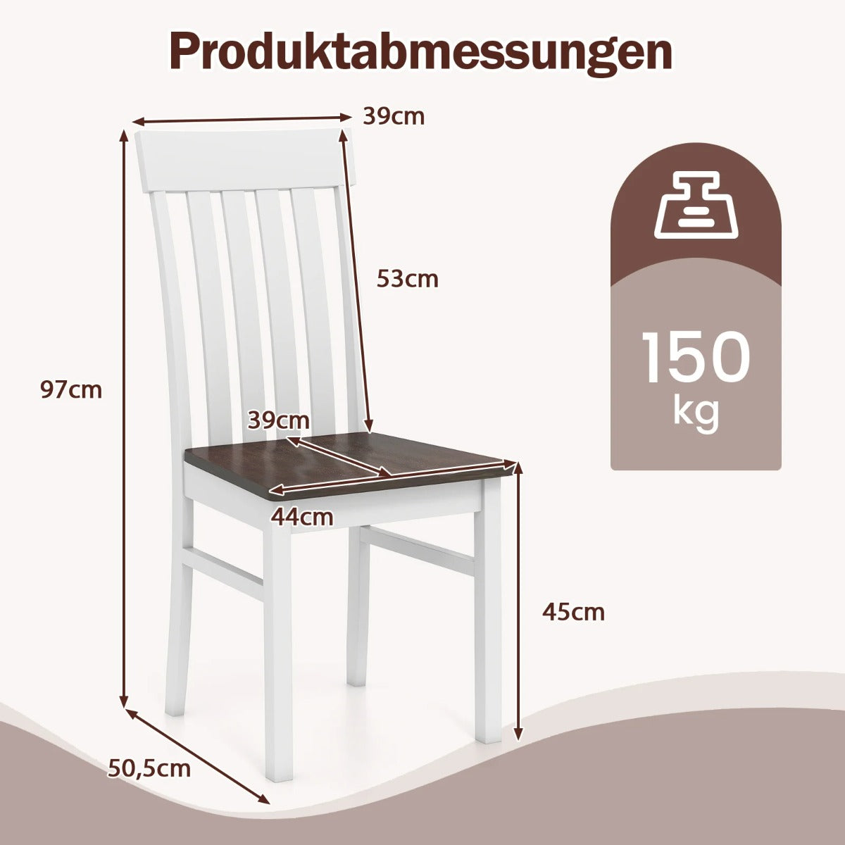 pack – matsalsstolar utan armstöd med ergonomiska ryggstöd och fördjupad sits, bruna – 2 – Brun