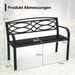 Trädgårdsbänk – Metall väderbeständig sittbänk för personer balkongbänk med ryggstöd och armstöd – 2 116 x 49 x 83 cm – Svart