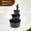 3‑stegs – trädgårdsfontän med pump, realistisk träfatsdesign – 52 x 60 x 92,5 cm