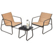 delad – uteplats samtalsset utomhus metall stol och bord set – 3 – Brun