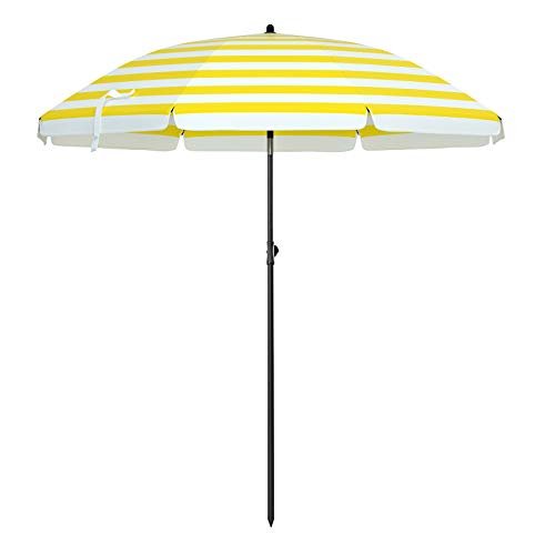 Strandparasol - Ø 160 cm - vikbar - randig orange / vit
