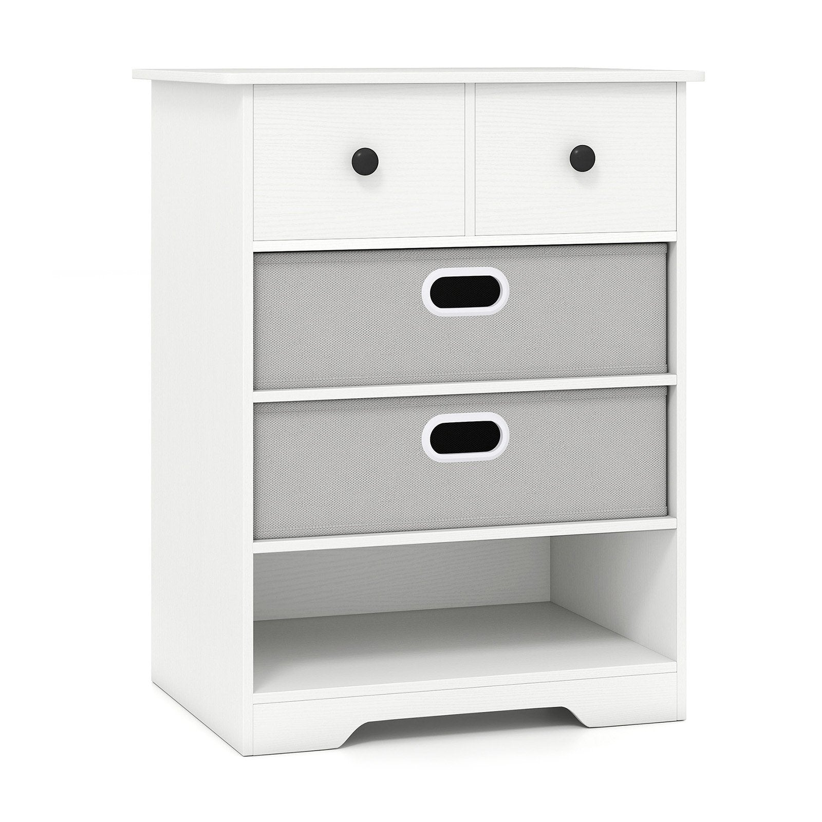 Byrå – med lådor öppna hyllor Nattduksbord – 4 58 x 42 x 75 cm – Vit