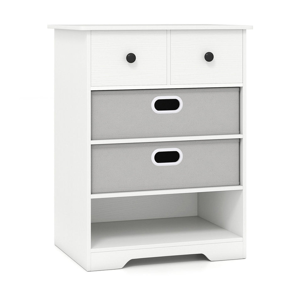 Byrå – med lådor öppna hyllor Nattduksbord – 4 58 x 42 x 75 cm – Vit