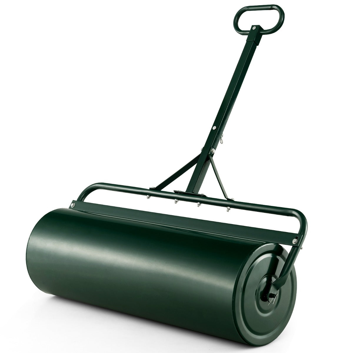 Gräsmatta – metall handrulle med handtag trädgårdsrulle fylld vatten/sand – 113 L Ø 40 cm – Grön