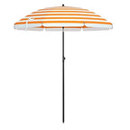 Strandparasol - Ø 160 cm - vikbar - randig orange / vit