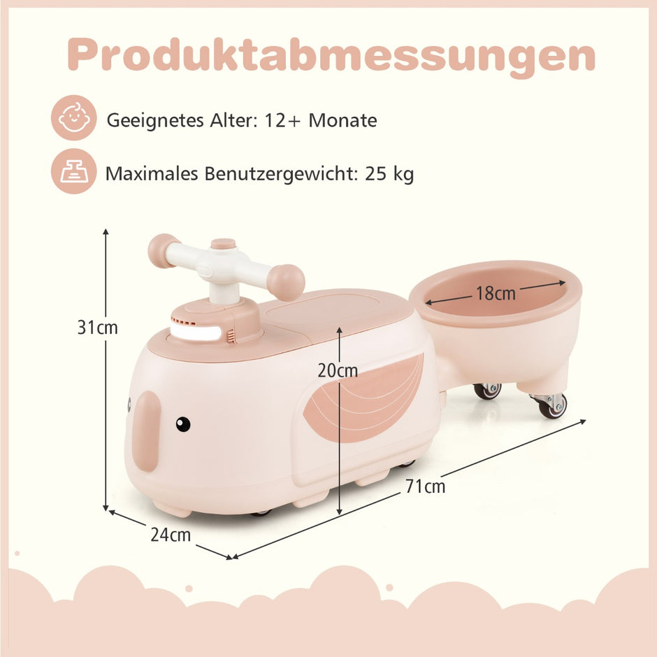 Barns – åkbil med släp och ljus förvaring under sätet, golvskjutare – Beige