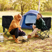 Fällbar – campingstol med justerbart ryggstöd och sidoficka, vadderad – Svart