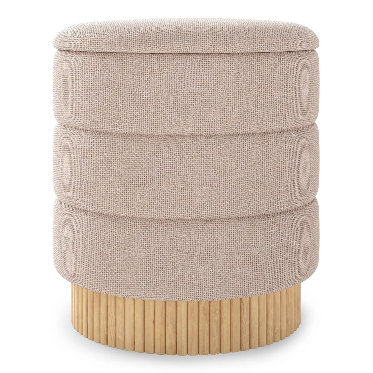 Modern – rund pall med förvaringsutrymme Chenille avtagbart lock – 355 L – Beige