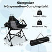 Fällbar – campingstol med justerbart ryggstöd och dryckeshållare – Svart