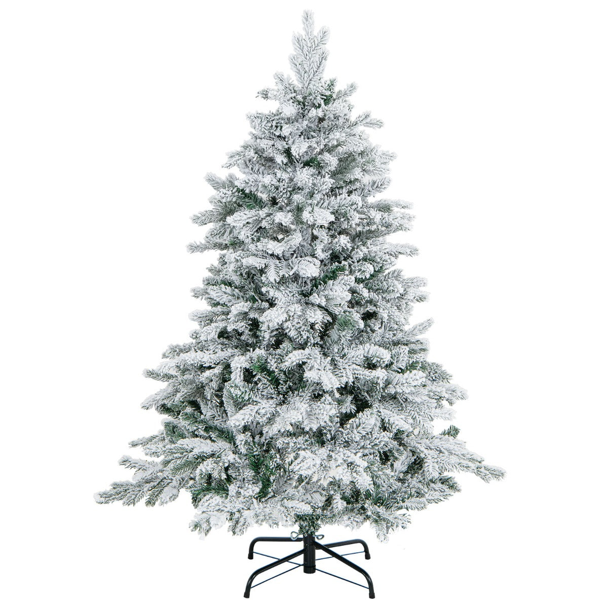 Konstgjord – julgran med belysning och snö varmvita LED lampor – 120 135 cm – Grön