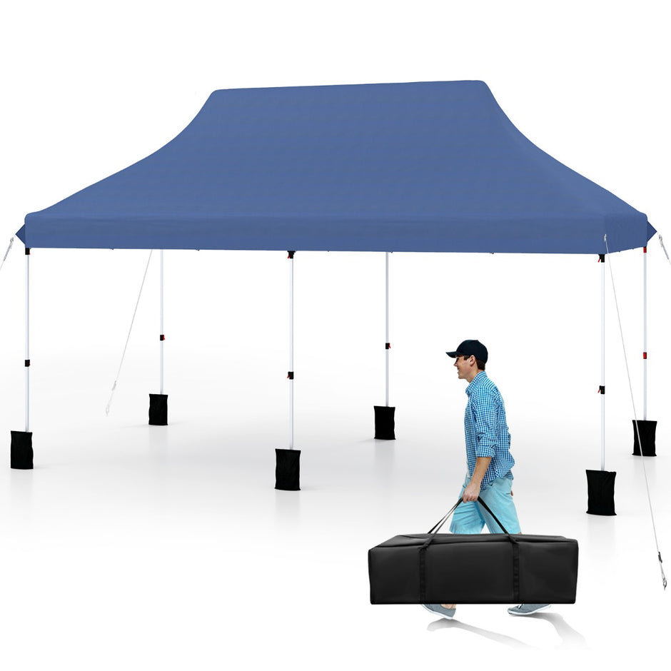 Stort – pop up tält med vikbar konstruktion och bärväska – 300 x 600 cm – Blå