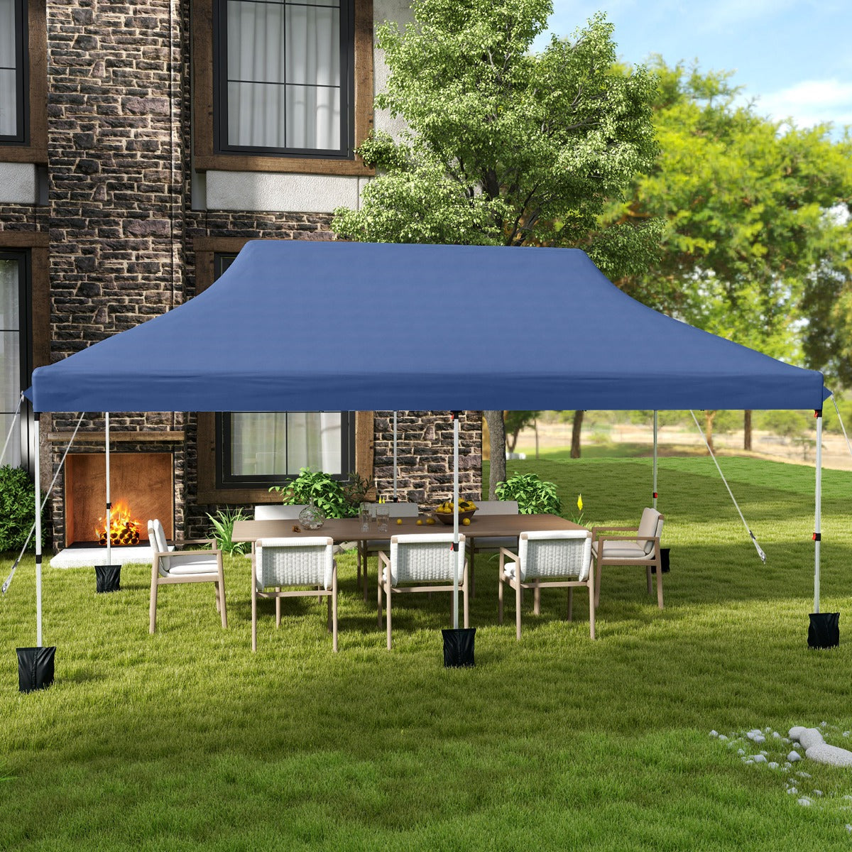 Stort – pop up tält med vikbar konstruktion och bärväska – 300 x 600 cm – Blå