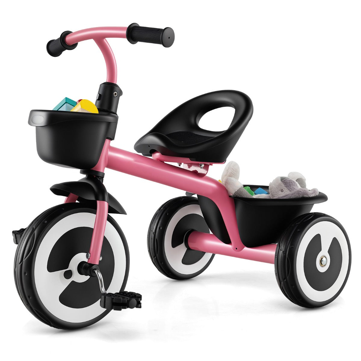 Löparcykel – Barn Löparcyklar med justerbart säte och korgar fram bak – 2 – Rosa