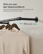 Klädstång - vägggarderob - industriell - 68 kg lastkapacitet - svart