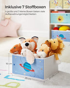 Nursery Rack - Toy Cabinet - med 7 förvaringslådor med tyger - White