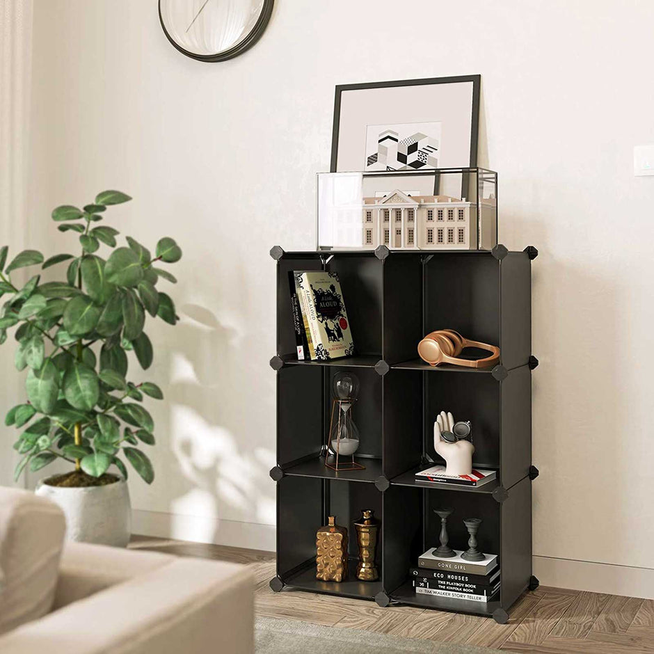 Förvaringsställ – 6 fack – plast – halvtransparent vit