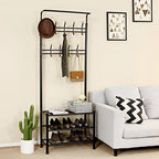Coat Rack - med 3 skosträd - med 18 krokar - Metall - 68,8 x 35,2 x 187 cm