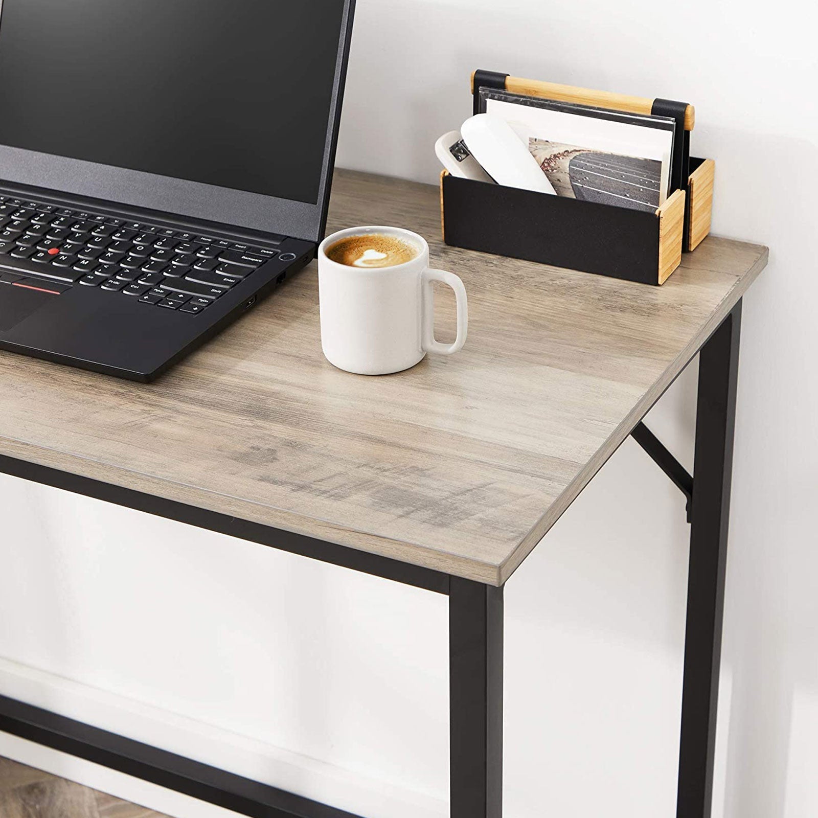 Smalt skrivbord – Industriell stil – Grå/svart