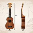 Tum – Ukulele Mahogny Trä Set med Bärväska Plektrum justerbar Rem – 21 – Natur