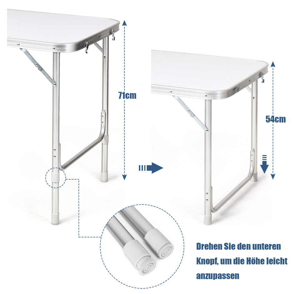 Campingbord – med stort förvaringsutrymme, rese kök, aluminium, hopfällbart trädgårdsbord, mörkblå. – Vit