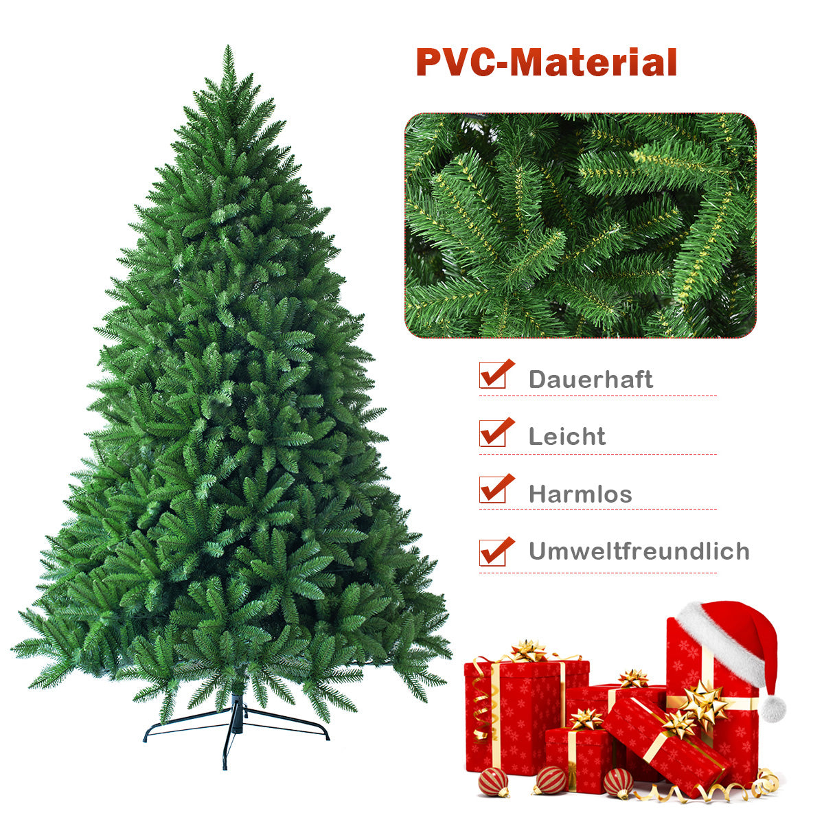 Artificiell – julgran PVC nålar trädgrön – 180 cm – Grön