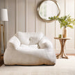 Sittsäck – Sessel Golvsittmöbel med sammetstyg och halkfri botten, vadderad golvssoffa för vardagsrum – 124 x 110 x 68 cm – Beige