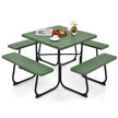 Rund – picknickbord med bänkar och parasollhål för personer, bärförmåga på kg, campingbord i – 4 8 900 . – Grön