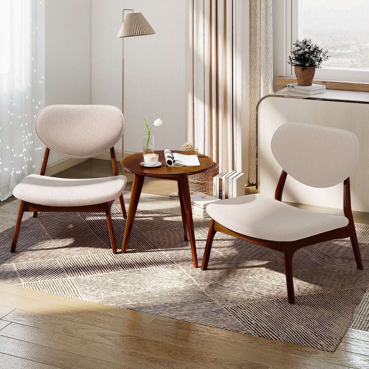 delars – fåtölj med sidobord Polstret loungestolset litet och stolar – 3 2 – Beige