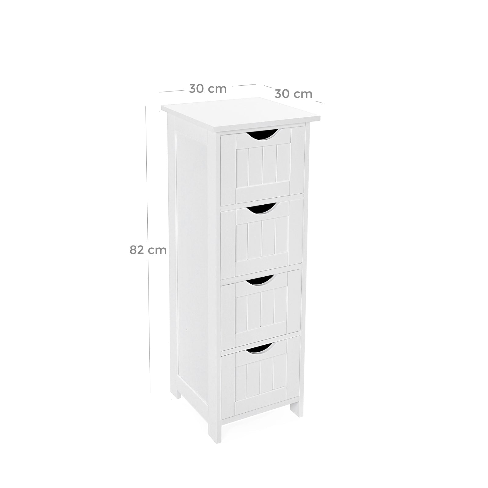 Badrumsskåp - smala - 4 lådor - 30 x 30 x 82 cm - vitt