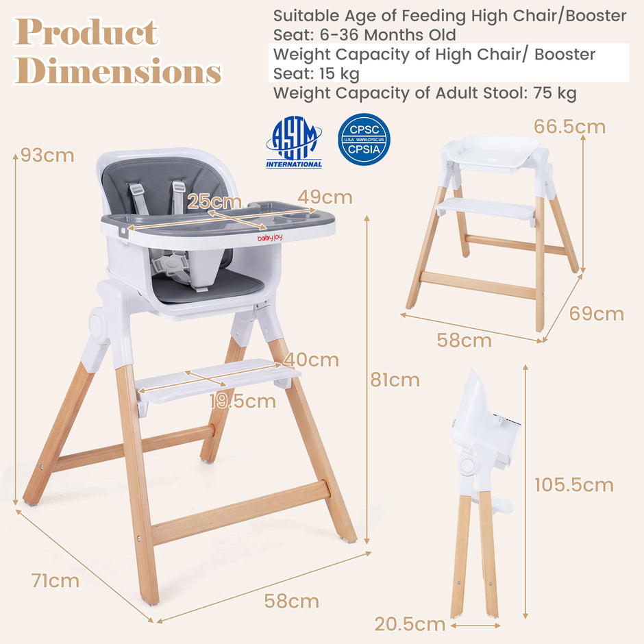 i – hopfällbar justerbar babyhögstol med matbricka – 4 1 71 x 58 x 93 cm