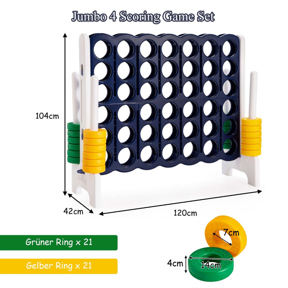i – rad jättespelset för barn och vuxna grå + – 4 120 x 42 x 104 cm – Mörkblå