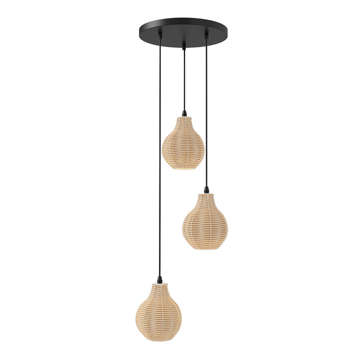låga – Boho Rottan Hänglampa handvävd naturlig Korgkronljus med justerbart Höjd – 3 – Beige