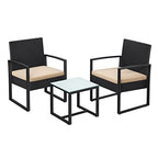 Garden Furniture Set - Lounge Set - Rattan Look - 2 stolar och glasbord - Svart