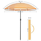Strandparasol - Ø 160 cm - vikbar - randig orange / vit