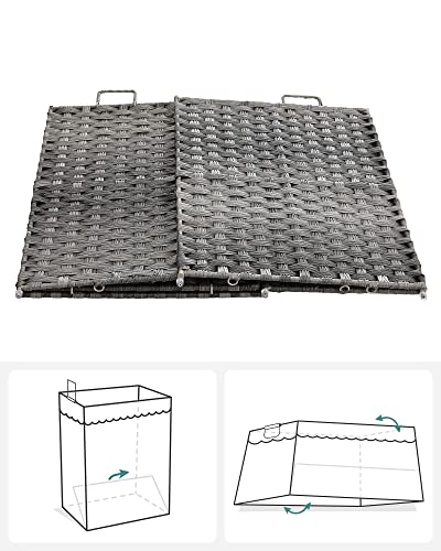 Tvättkorg - 90 liter - tygsamlare - avtagbar innerficka - 2 tvättväskor gjorda av tyg - grå