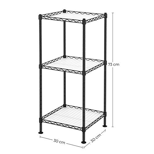 Badrumshylla - skåp - metallställ - 3 nivåer - 30 x 30 x 73 cm - svart